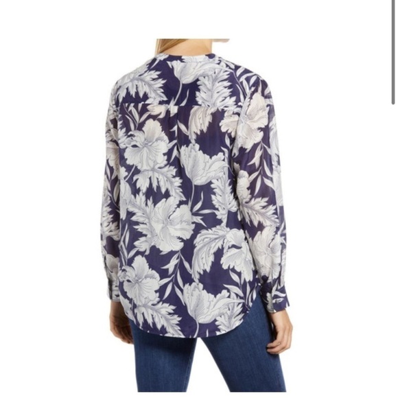 Tommy Bahama Silk Baroque Blooms Floral Shirt Island Navy Velvet Placket Small - Picture 2 of 13